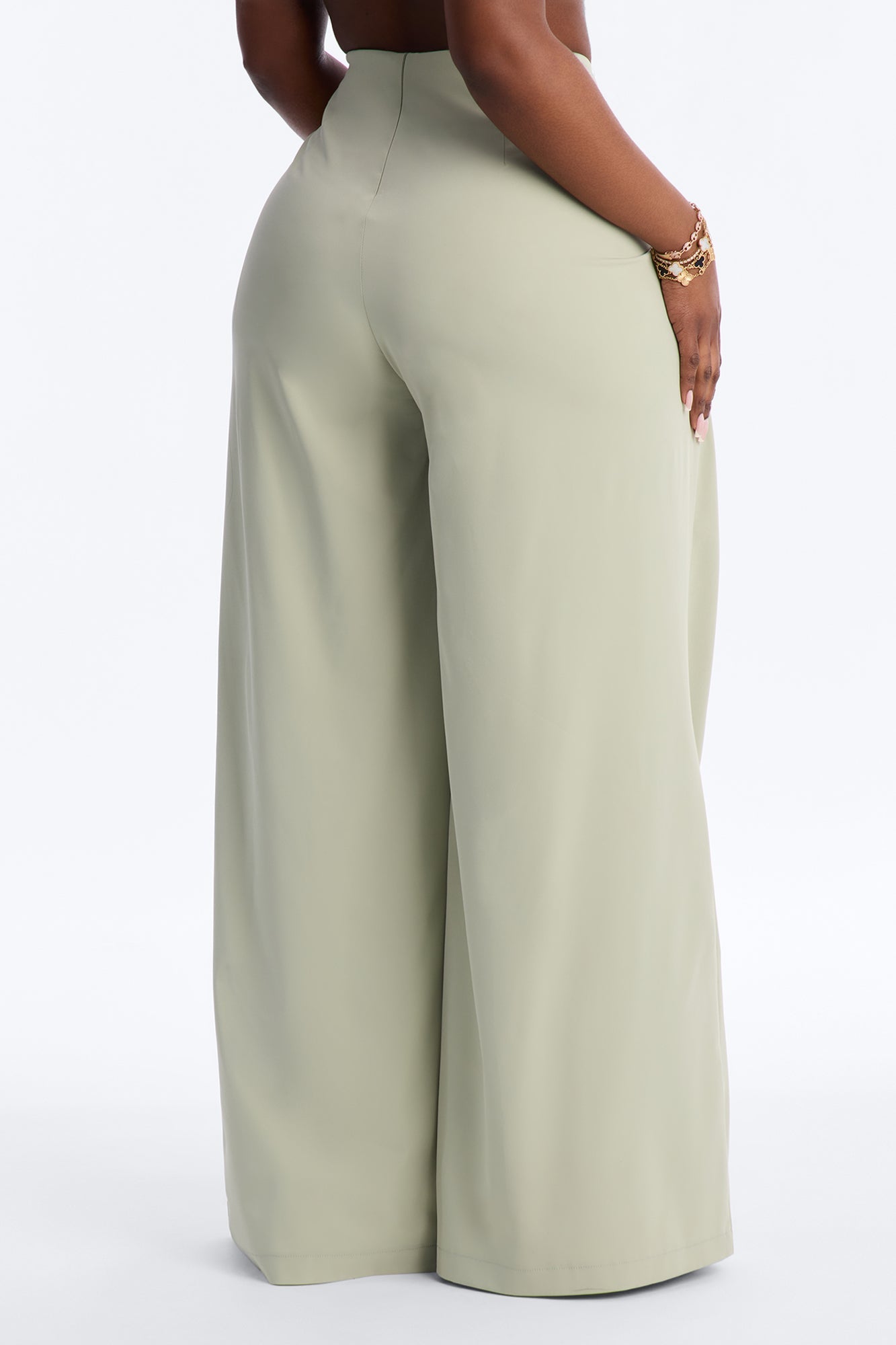 About Time Wide Leg Trousers - Sage
