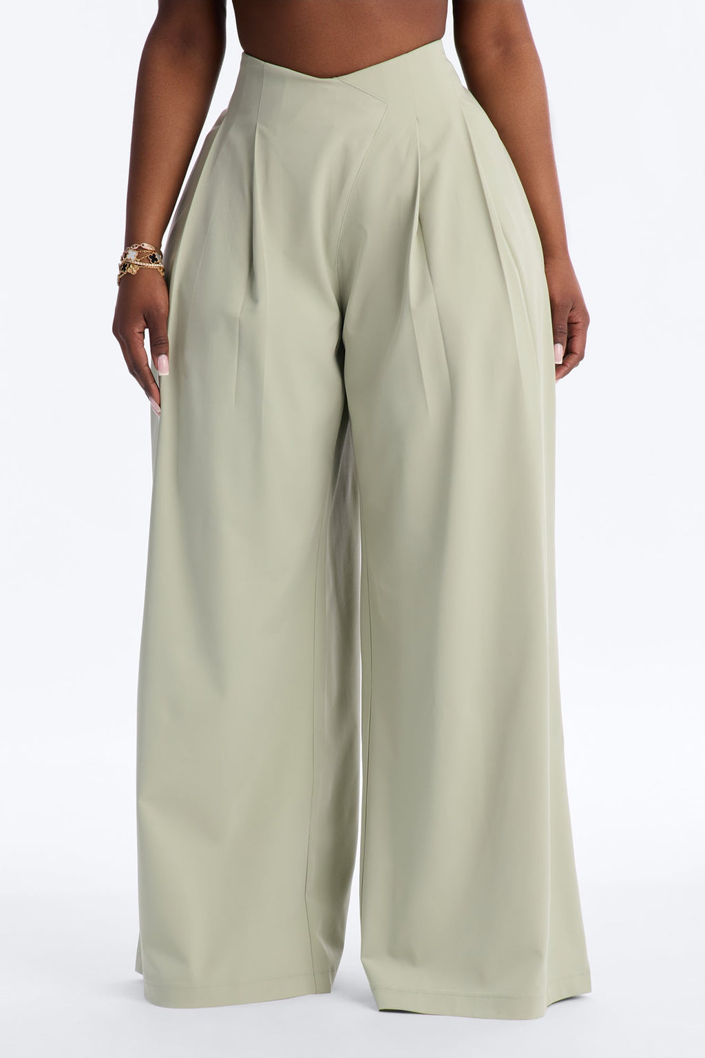 About Time Wide Leg Trousers - Sage