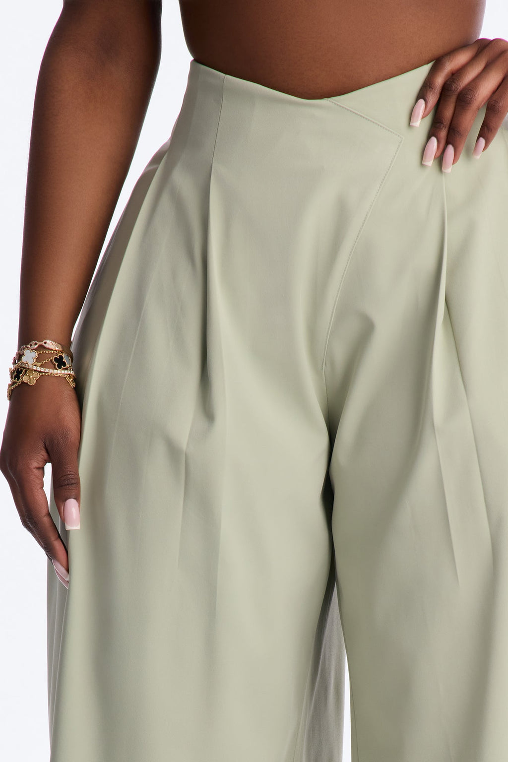About Time Wide Leg Trousers - Sage