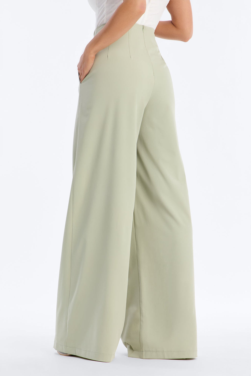 About Time Wide Leg Trousers - Sage