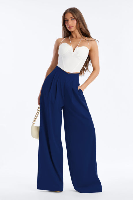 About Time Wide Leg Trousers - Blue