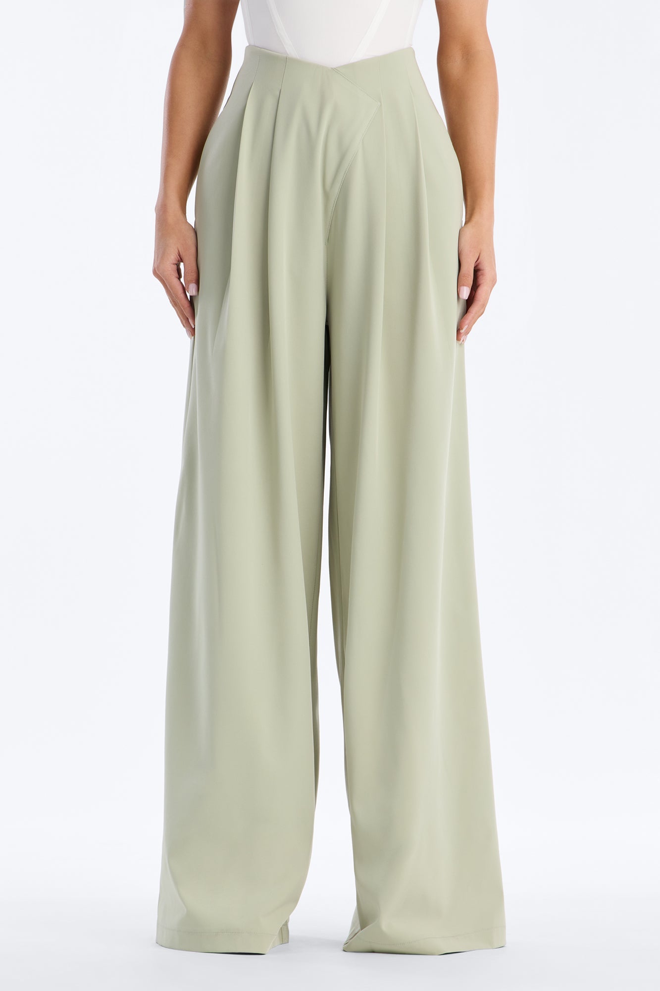 About Time Wide Leg Trousers - Sage
