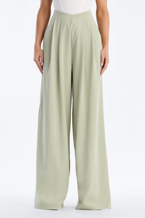 About Time Wide Leg Trousers - Sage